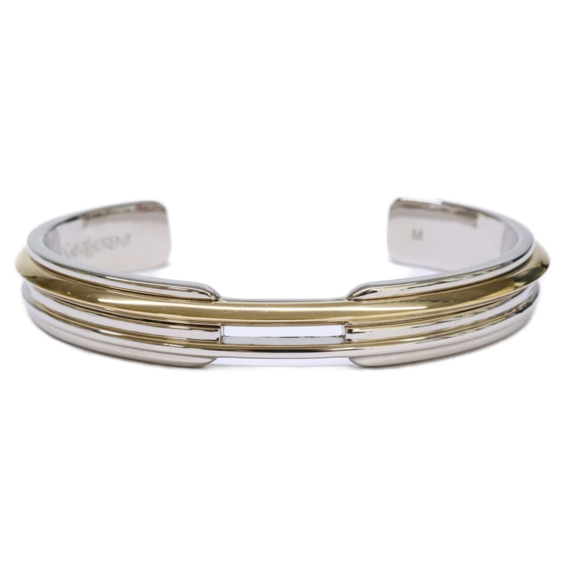 SAINT LAURENT Saint Laurent Two-Tone Cuff Bangle M Gold Silver Men's: --- Catalog ---Category: SizeLength: 16.5cm / 6.49''Category: DesignType: BangleColor: Gold, SilverGender: MenMaterial: MetalCategory: GeneralBrand: Saint Laurent--- Item List ---Section: ConditionRan