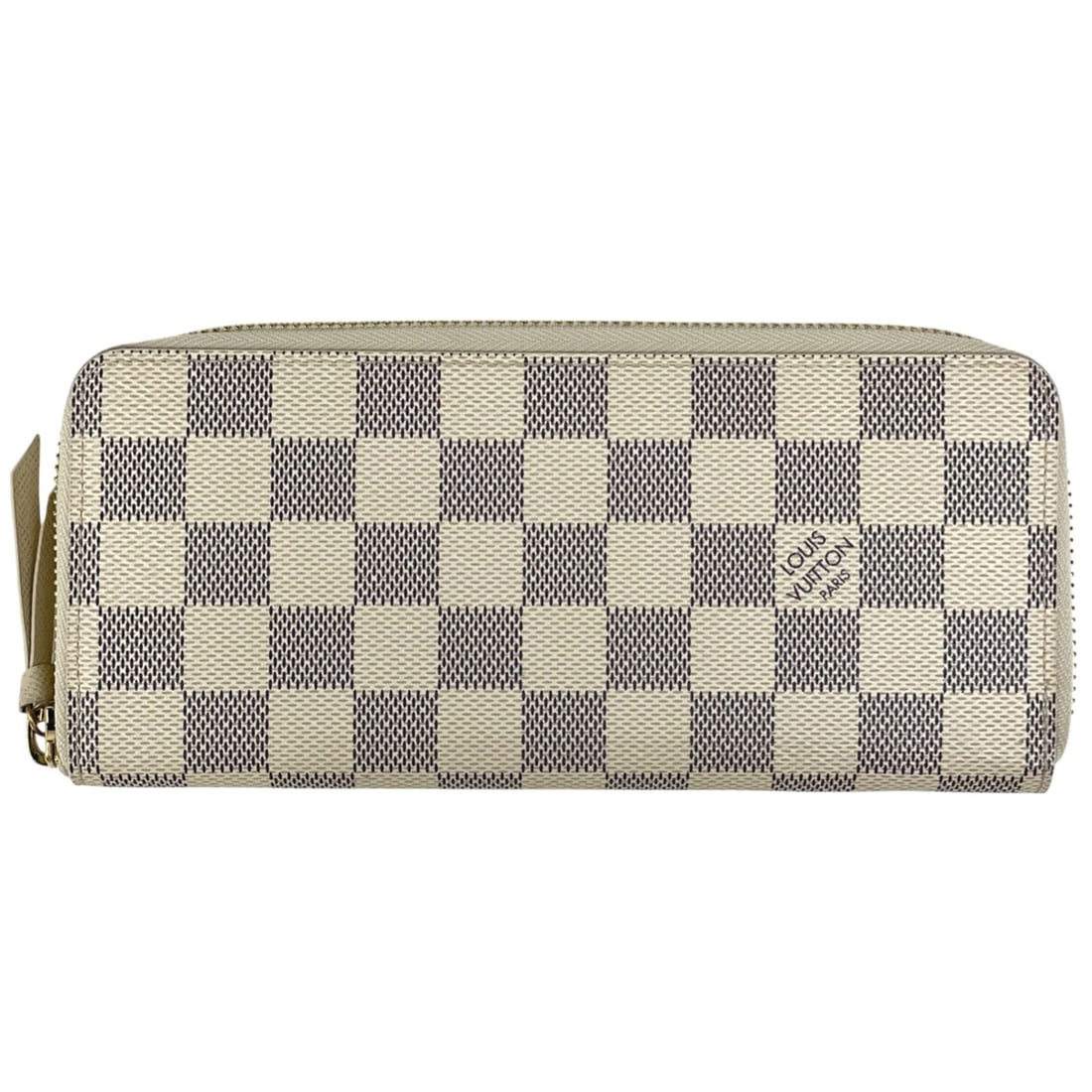 Louis Vuitton Portefeuille Clemence Round Zip Long Wallet in Damier Azur White N61210 for Women: --- Catalog ---Category: SizeSize (HxWxD): 9cm x 19.5cm x 2cm / 3.54'' x 7.67'' x 0.78''Category: DesignType: Long wallet (bi-fold)Color: WhiteGender: WomenMaterial: Damier Azur Category: GeneralLine: