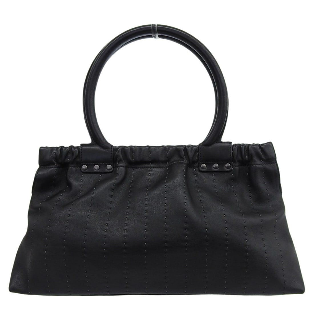 Salvatore Ferragamo Leather Stitched Handbag for Women in Black: --- Catalog ---Category: SizeSize (HxWxD): 21cm x 37cm x 9cm / 8.26'' x 14.56'' x 3.54''Category: DesignType: HandbagColor: BlackGender: WomenMaterial: Leather Category: GeneralBrand: Salvatore Ferrag