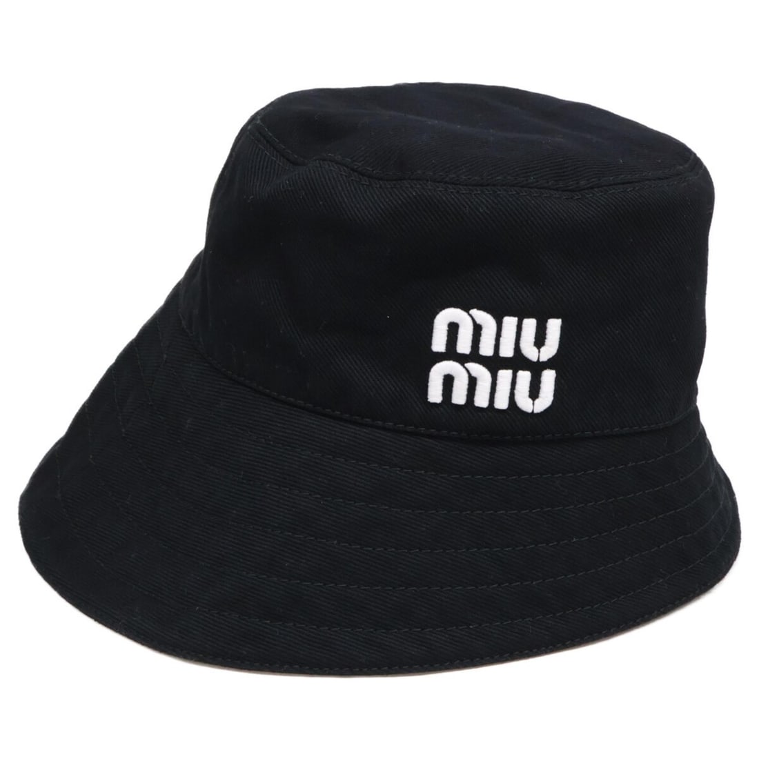 Miu Miu MIU 5HC341 Logo Embroidered Drill Hat, Black, Women's (1 of 12)