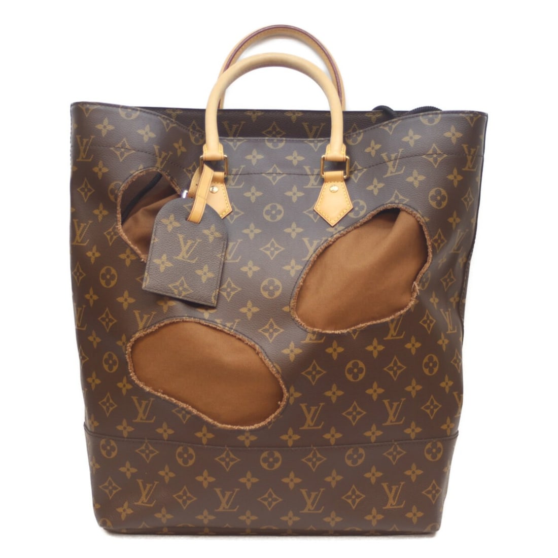LOUIS VUITTON Louis Vuitton x Comme des Garçons M40279 Monogram Withholes Tote Bag, Brown, Men's (1 of 20)