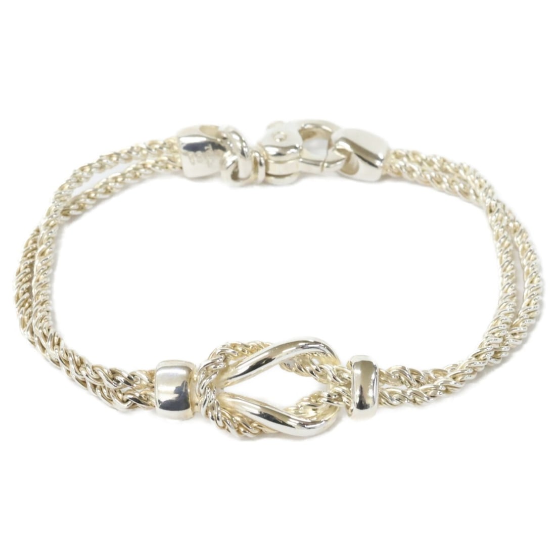 TIFFANY & Co. Tiffany 925 Double Rope Center Knot Bracelet in Silver for Women: --- Catalog ---Category: SizeLength: 19.5cm / 7.67''Category: DesignType: Charm braceletColor: SilverGender: WomenMaterial: Silver 925Category: GeneralBrand: Tiffany--- Item List ---Section: Condition