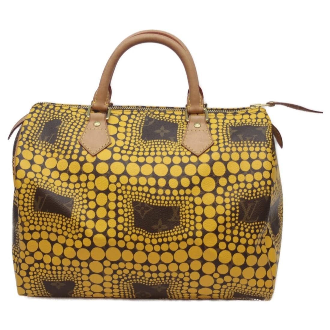 LOUIS VUITTON x YK Yayoi Kusama 2012 Monogram Town Pumpkin Dot Jaune Speedy 30 Boston Bag (Yellow): --- Catalog ---Category: SizeSize (HxWxD): 21cm x 30cm x 16cm / 8.26'' x 11.81'' x 6.29''Category: DesignType: Boston bagColor: Jaune, YellowGender: WomenMaterial: Pumpkin Dot (Yayoi Kusama) Category:
