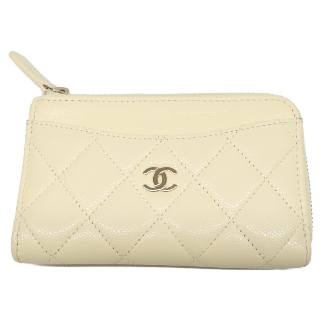 CHANEL 25S AP3179 Caviar Leather Matelasse Classic Zip Business Card Case, Fragment Wallet/Coin: --- Catalog ---Category: DesignType: Card caseColor: Ivory, YellowGender: WomenMaterial: Grained Calfskin Category: GeneralMPN: AP3179Brand: ChanelCategory: Physical PropertiesSize (HxWxD): 8.3cm x