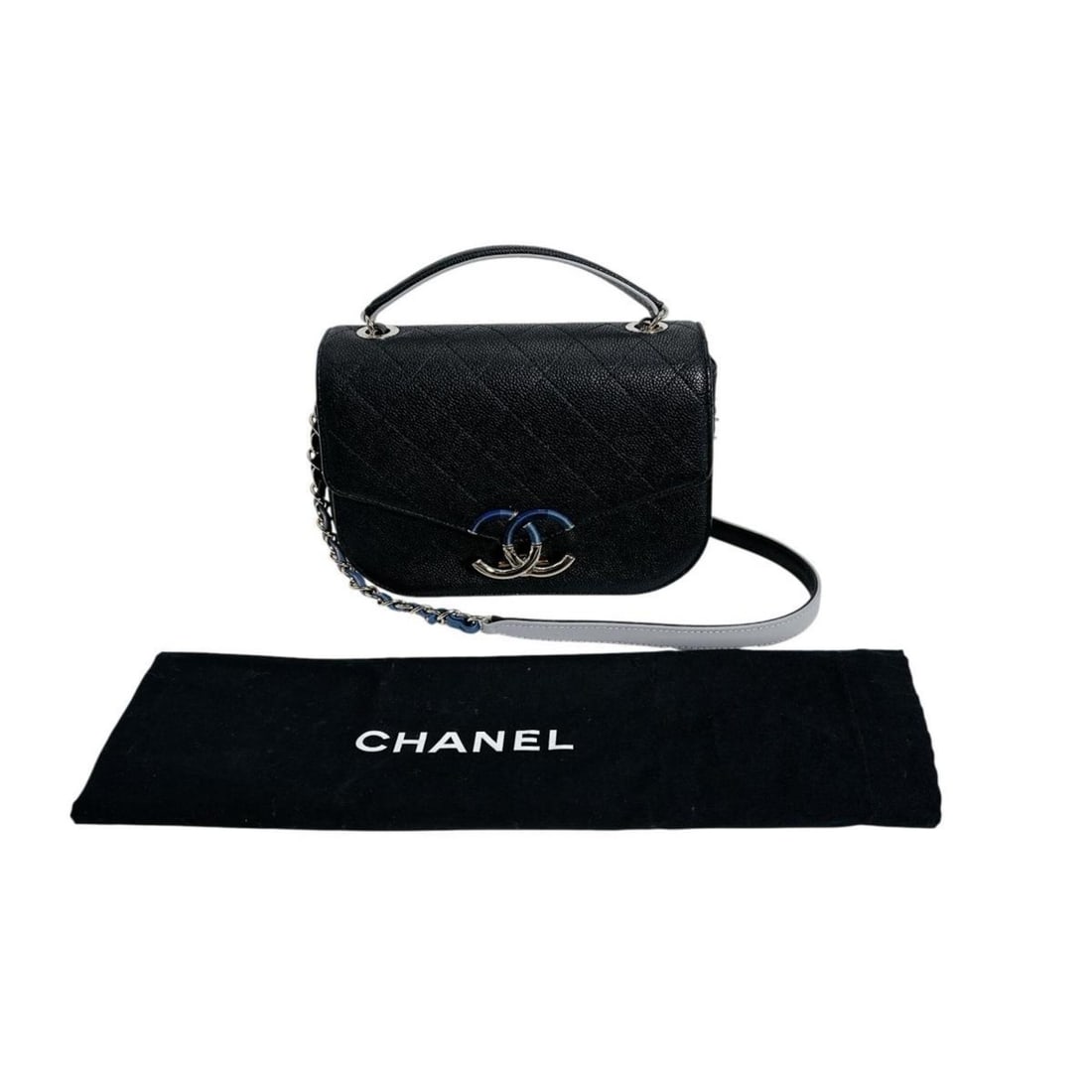 CHANEL Shoulder Bag, Chain Bag with Coco Mark, Matte Caviar Leather, A93659, Black: --- Catalog ---Category: SizeSize (HxWxD): 15cm x 21cm x 6.5cm / 5.9'' x 8.26'' x 2.55''Category: DesignType: Shoulder bagColor: BlackGender: WomenMaterial: Grained Calfskin Outer Pocket: Open pocket