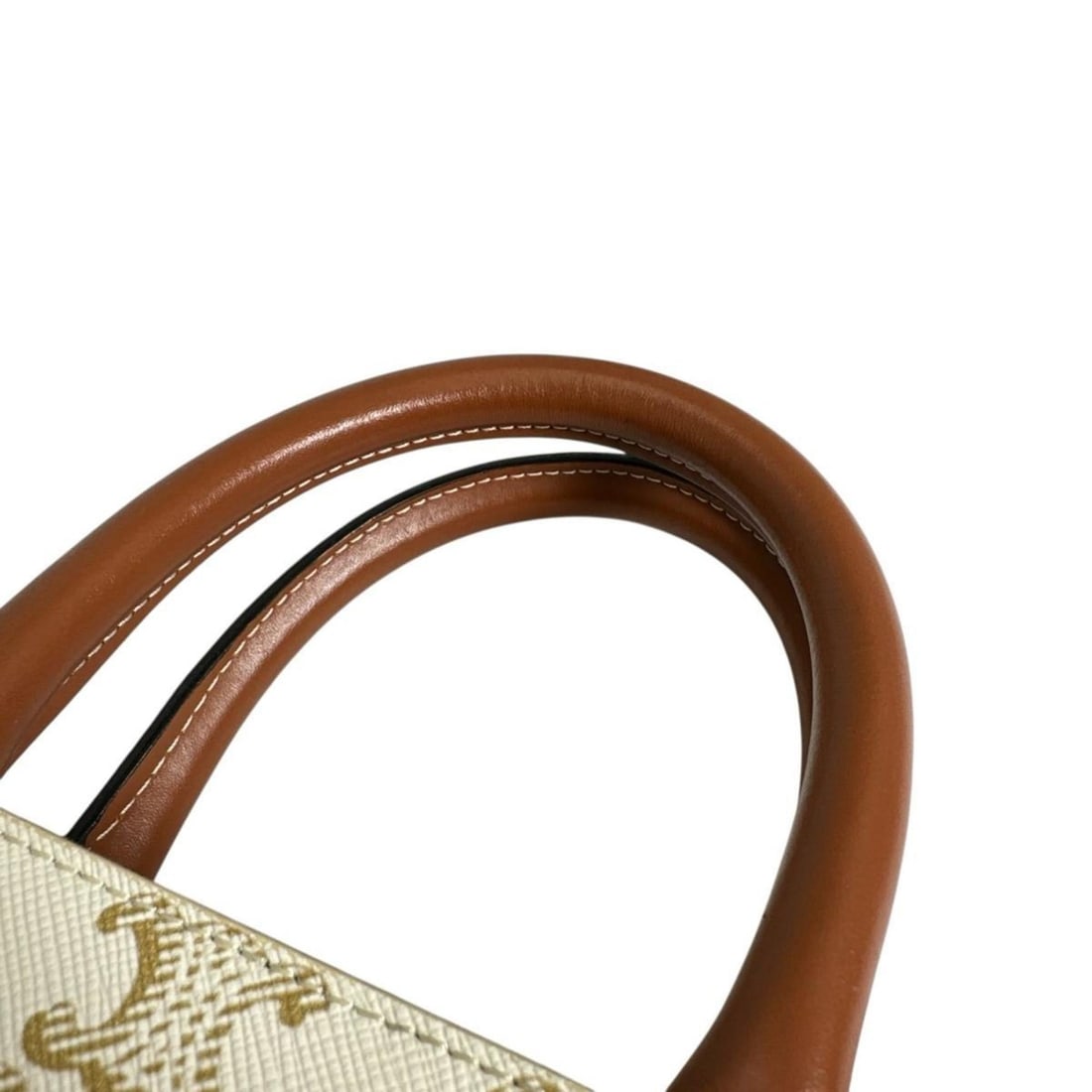 Celine Mini Partial Cabas Triomphe Handbag in White - 11