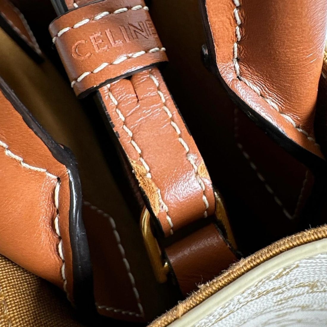 Celine Mini Partial Cabas Triomphe Handbag in White - 14