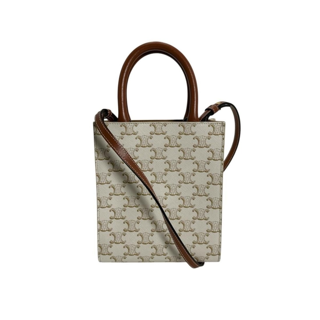 Celine Mini Partial Cabas Triomphe Handbag in White - 2