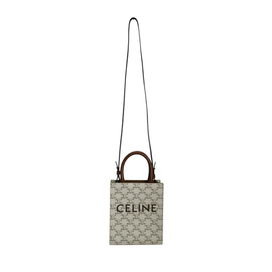 Celine Mini Partial Cabas Triomphe Handbag in White - 3