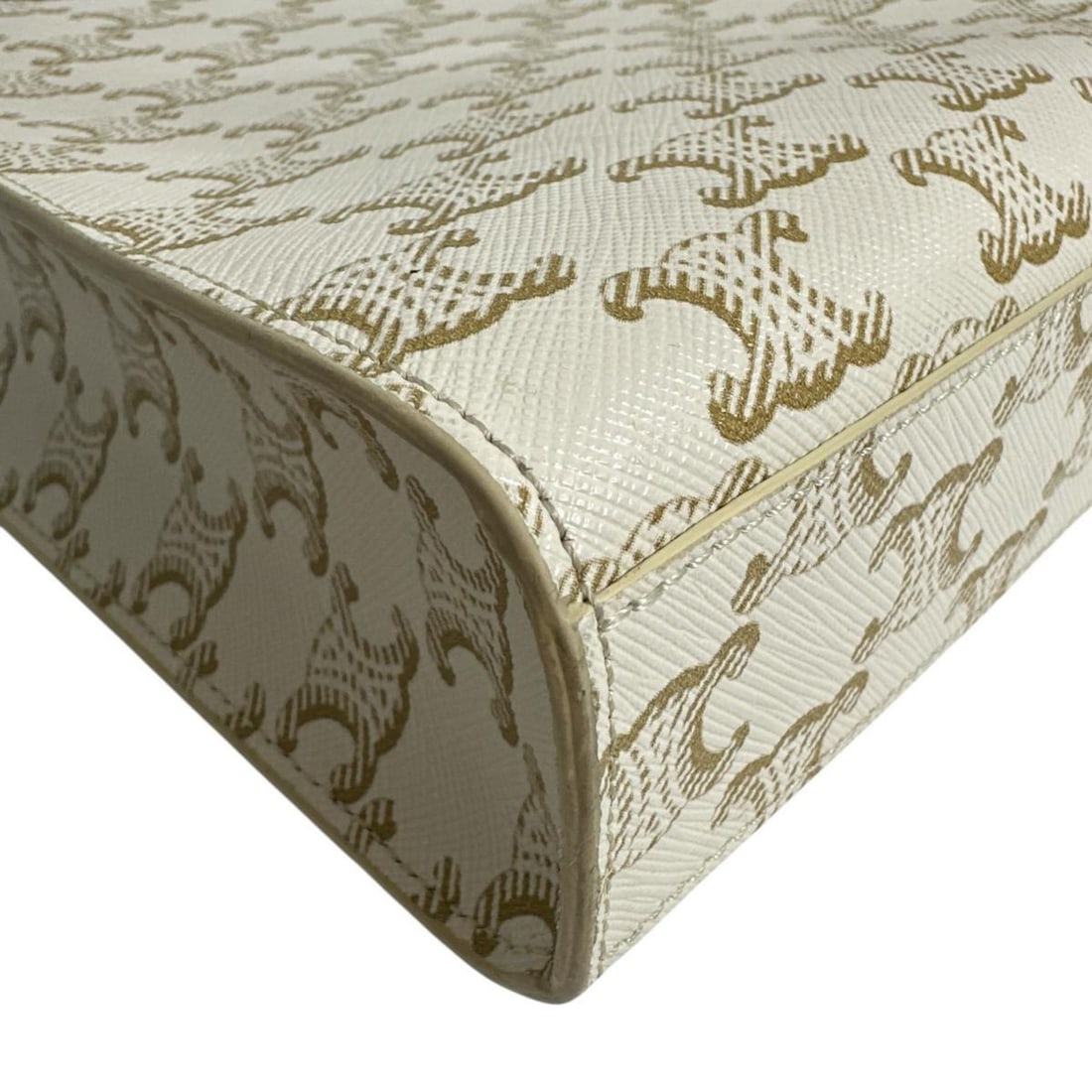 Celine Mini Partial Cabas Triomphe Handbag in White - 9