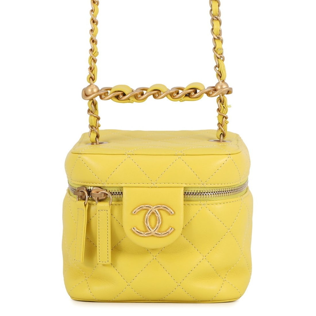 CHANEL Chain Shoulder Bag, Coco Mark, Matelasse Vanity, Lambskin, AS3228, CHANEL, Women's Handbag,: --- Catalog ---Category: SizeSize (HxWxD): 13cm x 14cm x 14cm / 5.11'' x 5.51'' x 5.51''Category: DesignType: Handbag, Shoulder bagColor: YellowGender: WomenMaterial: Leather Leather/Fur Type: