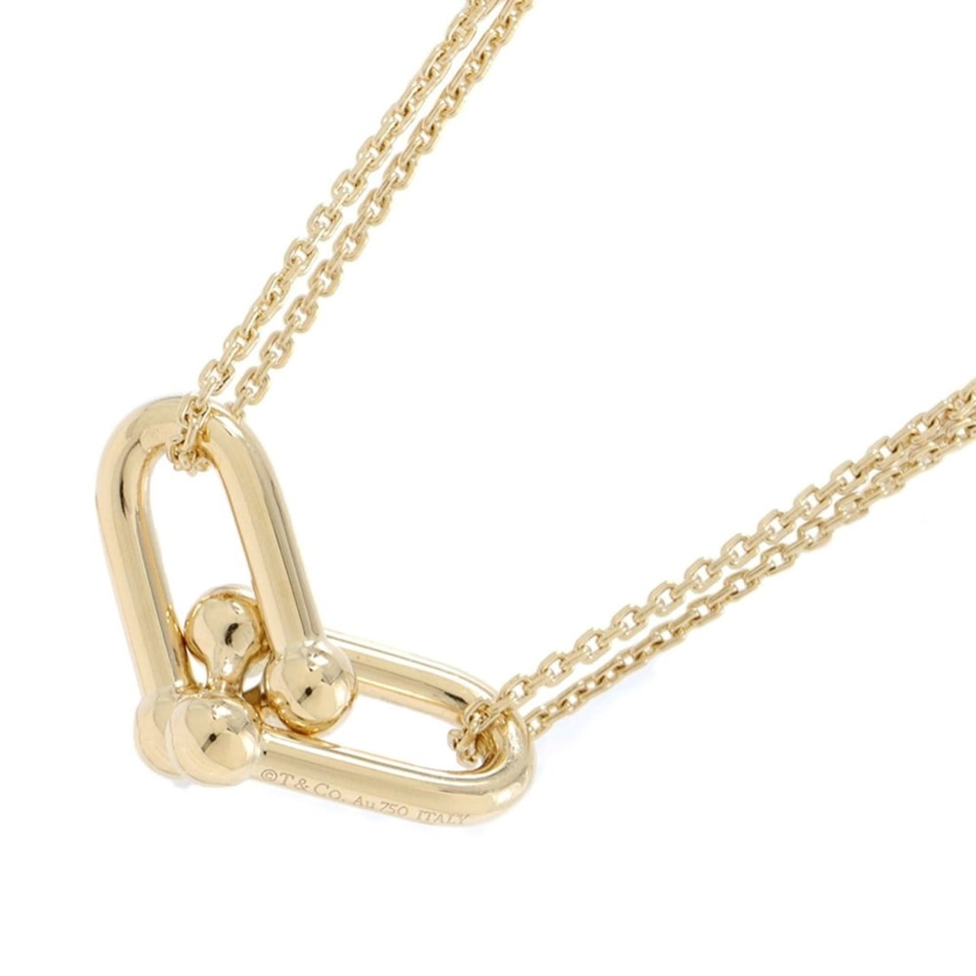 Tiffany & Co. Necklace Hardware Large Double Link Pendant in 18K Yellow Gold (63364223): --- Catalog ---Category: SizePendant Size: 12.3mm x 30.4mm / 0.48'' x 1.19''Neck Circumference: 41 cm / 16.14''Category: DesignGender: WomenMaterial: Yellow gold (18K)Pendant Type: PendantNecklace Typ