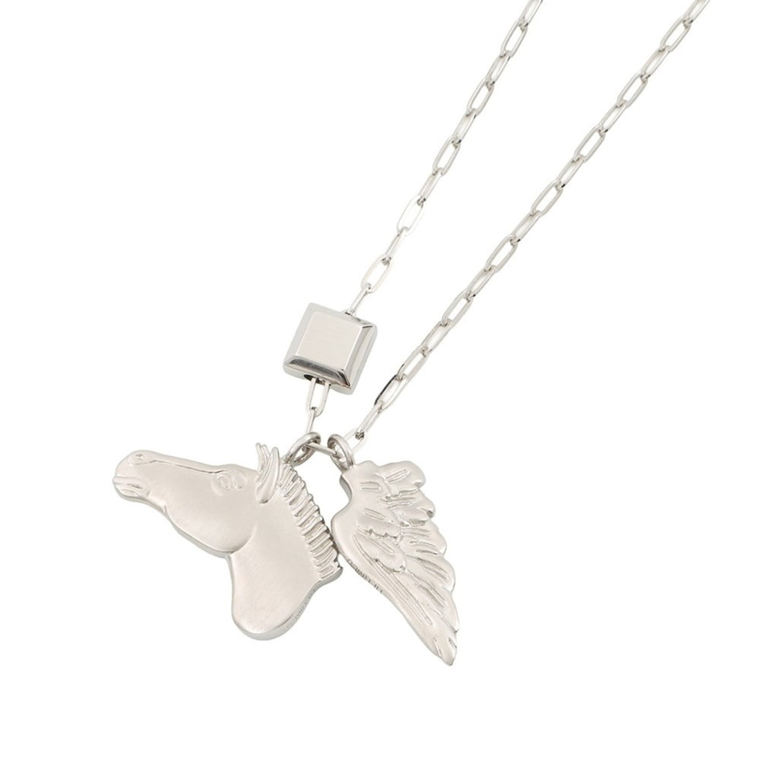 Hermes Talisman Pegasus motif necklace HERMES NECKLACE: --- Catalog ---Category: SizePendant Size: 20mm x 33mm / 0.78'' x 1.29''Neck Circumference: 70 cm - 75 cm / 27.55'' - 29.52''Category: DesignColor: SilverGender: WomenMaterial: MetalNecklace Type: Nec