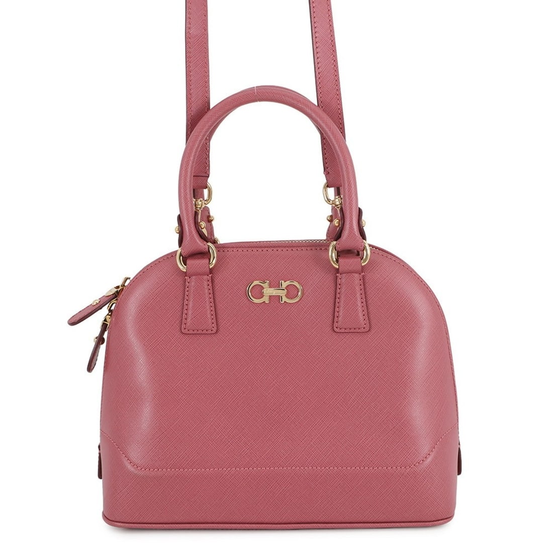 Salvatore Ferragamo Gancini DARINA handbag 21E703 2-way for women: --- Catalog ---Category: SizeSize (HxWxD): 20cm x 25.5cm x 12cm / 7.87'' x 10.03'' x 4.72''Category: DesignType: HandbagColor: PinkGender: WomenMaterial: Leather Category: GeneralMPN: 21E703Brand: Sal