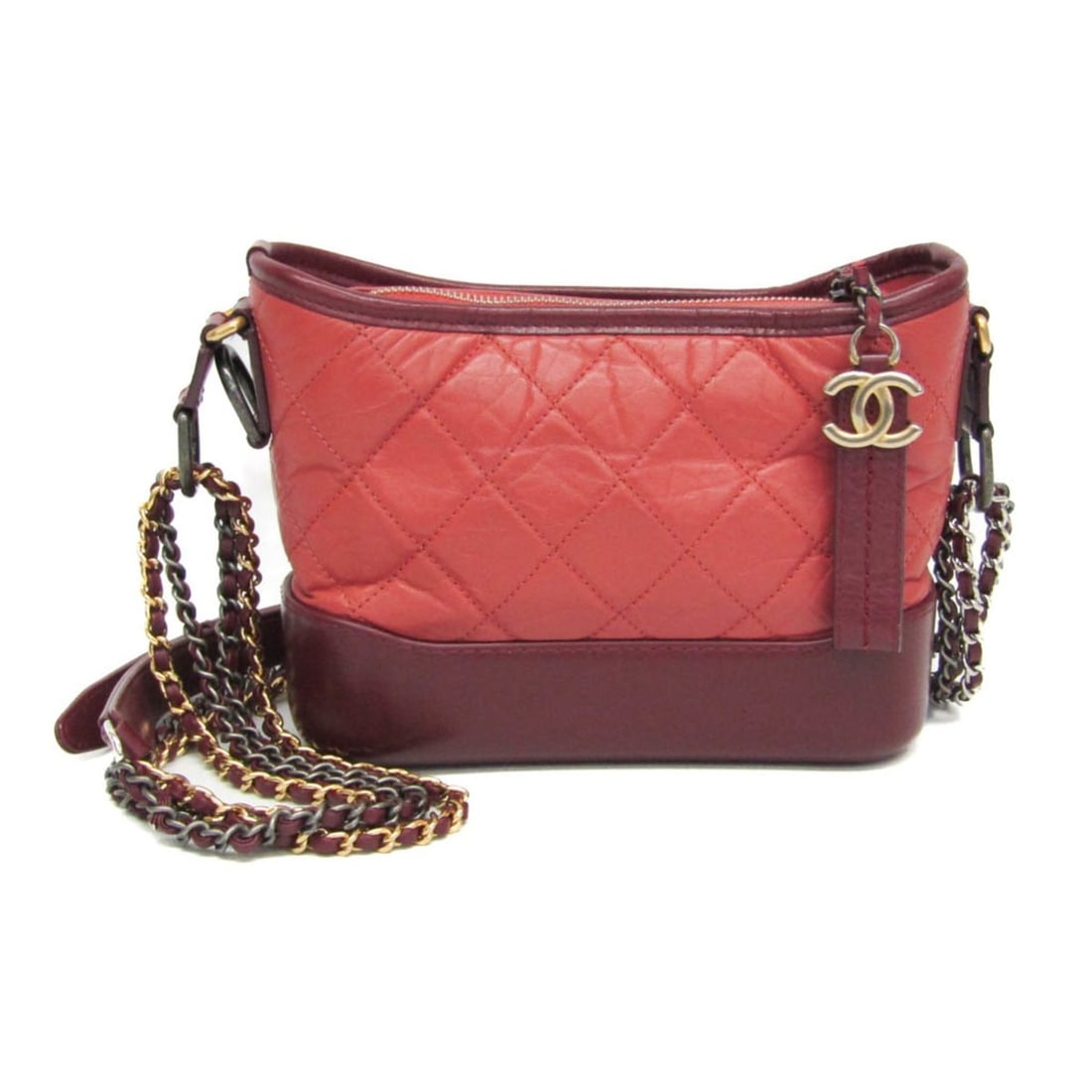 Chanel Gabriel De Chanel Small Women's Leather Shoulder Bag Pink,Wine: --- Catalog ---Category: SizeSize (HxWxD): 15.5cm x 20cm x 8cm / 6.1'' x 7.87'' x 3.14''Strap Length: 140cm - 150cm / 55.11'' - 59.05''Category: DesignType: Shoulder bagColor: Pink, WineGender: WomenC