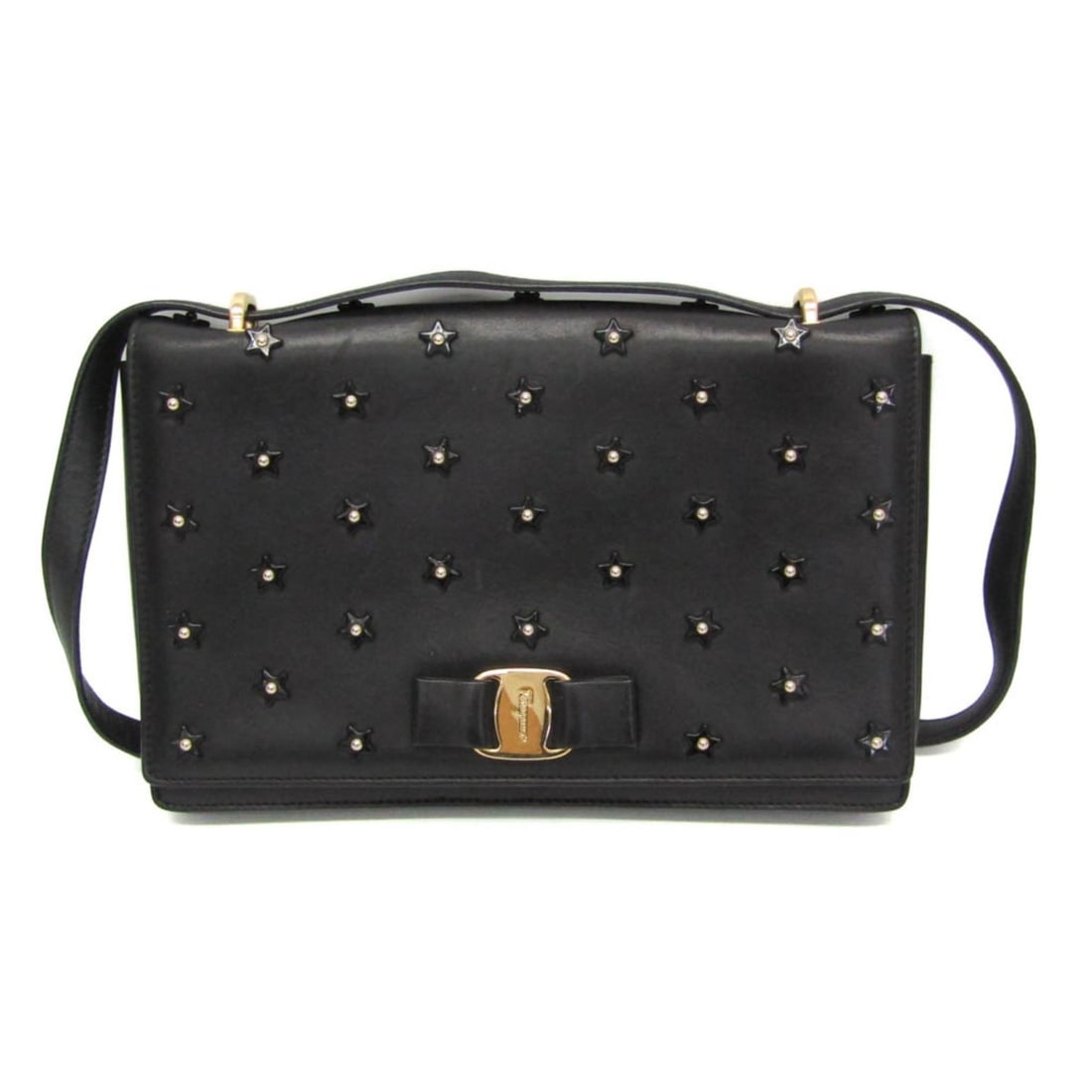 Salvatore Ferragamo Vara Star-shaped Beads AU-21 F787 Women's Leather Shoulder Bag Black: --- Catalog ---Category: SizeSize (HxWxD): 16cm x 24.5cm x 3cm / 6.29'' x 9.64'' x 1.18''Strap Length: 103cm - 114cm / 40.55'' - 44.88''Handle Length: 57cm - 67cm / 22.44'' - 26.37''Category: DesignTy