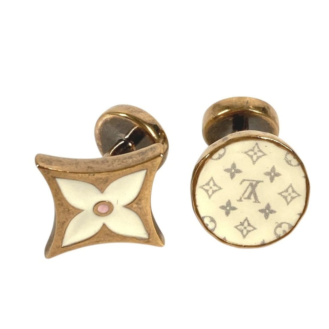 LOUIS VUITTON MP2354 Monogram Button de Manchette Cufflinks, Only 2 Pieces Included, Men's, Gold (1 of 13)
