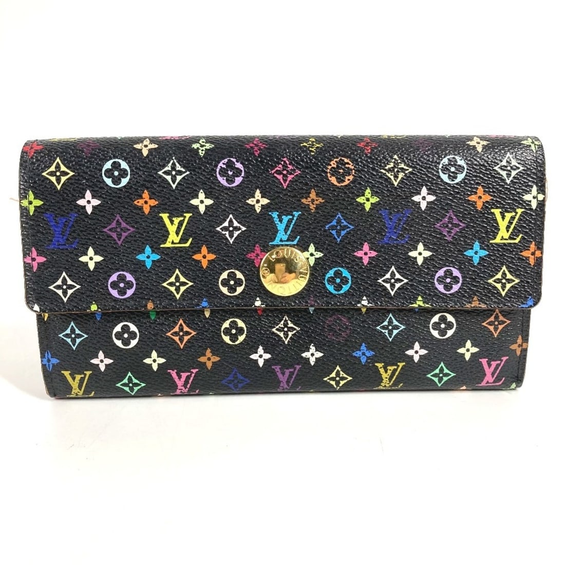 LOUIS VUITTON M60273 Monogram Multicolore Portefeuille Sarah Long Wallet with Flap, Canvas, Black,: --- Catalog ---Category: SizeSize (HxWxD): 10cm x 18.5cm / 3.93'' x 7.28''Category: DesignType: Chain/Shoulder walletColor: Black, Multi-color, PurpleGender: Men,WomenMaterial: Monogram Multicolore ,