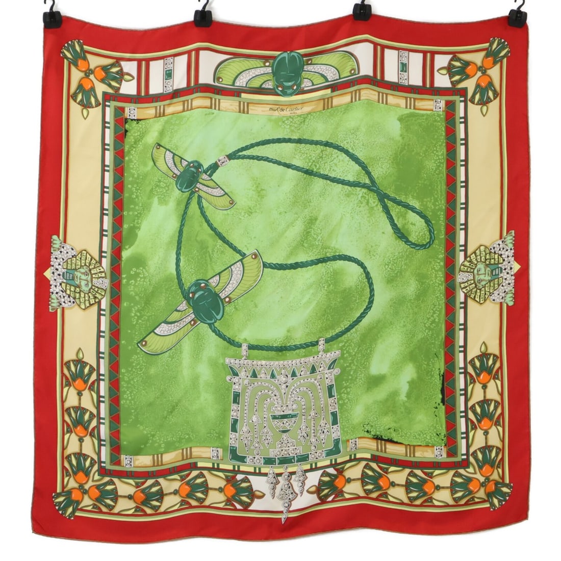 Cartier Scarab Sphinx Silk Scarf, Multicolor, Women's: --- Catalog ---Category: SizeSize (LxW): 88cm x 86cm / 34.64'' x 33.85''Category: DesignType: ScarfColor: Multi-colorGender: WomenMaterial: Silk Category: GeneralBrand: Cartier--- Item List ---Section
