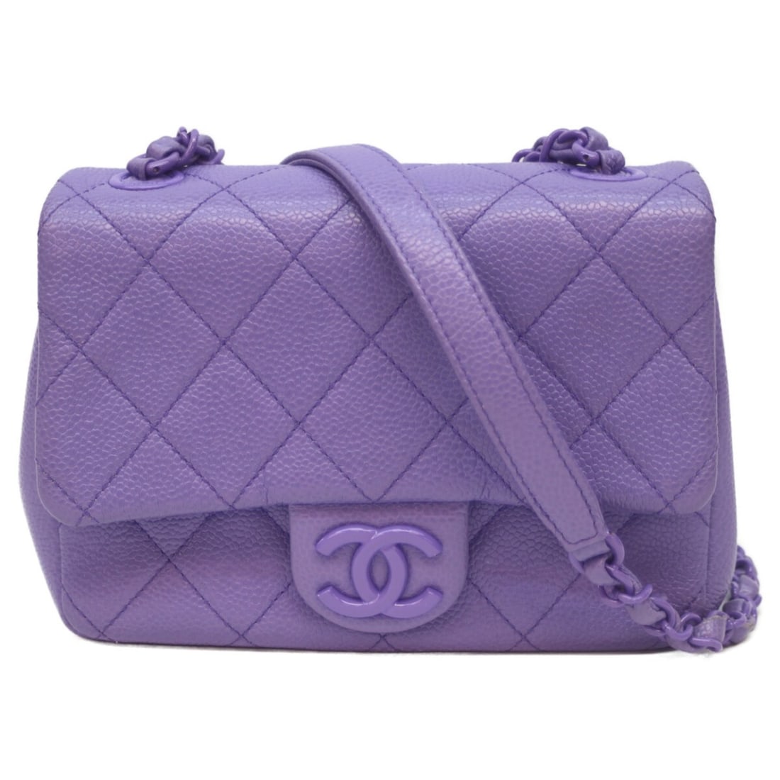 CHANEL No. 29 AS1784 Caviar Purple Mini Matelasse Flap Shoulder Bag, Purple, Women's: --- Catalog ---Category: SizeSize (HxWxD): 18cm x 13cm x 6cm / 7.08'' x 5.11'' x 2.36''Category: DesignType: Shoulder bagColor: PurpleGender: WomenMaterial: Grained Calfskin Category: GeneralBrand: Ch