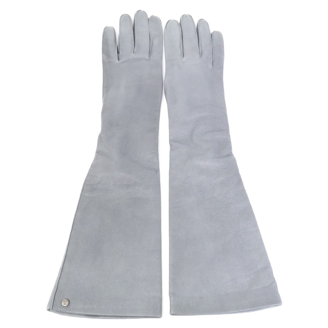 LOUIS VUITTON 402820 Ribbon Leather Gloves Gray Women's: --- Catalog ---Category: SizeTotal Length: 42.5cm / 16.73''Category: DesignType: Warm glovesColor: GrayGender: WomenMaterial: Leather Leather/Fur Type: Lamb leatherCategory: GeneralBrand: Louis Vuitto