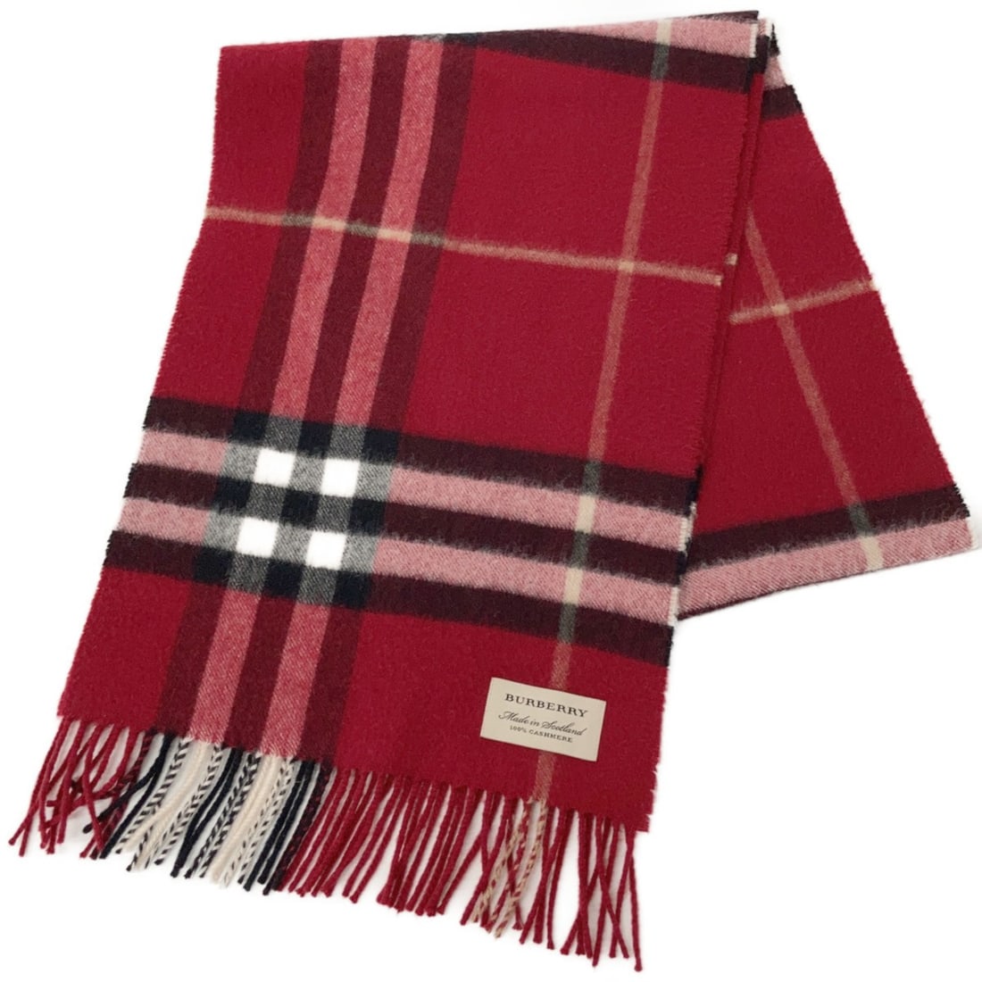 BURBERRY 100% Cashmere Tartan Fringe Scarf, Red, Women's: --- Catalog ---Category: SizeSize (LxW): 1.8m x 31cm / 70.86'' x 12.2''Category: DesignType: StoleColor: Red colorGender: WomenMaterial: Cashmere Category: GeneralBrand: Burberry--- Item List ---Secti