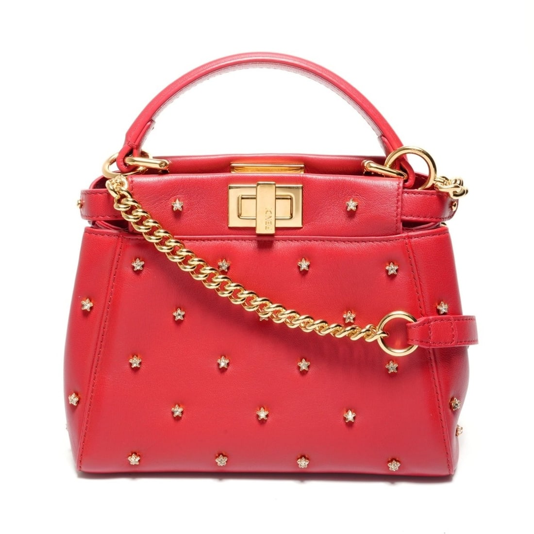 Fendi Peekaboo Nappa Leather Rhinestone 2-Way Handbag, Red, WS27110 (1 of 16)