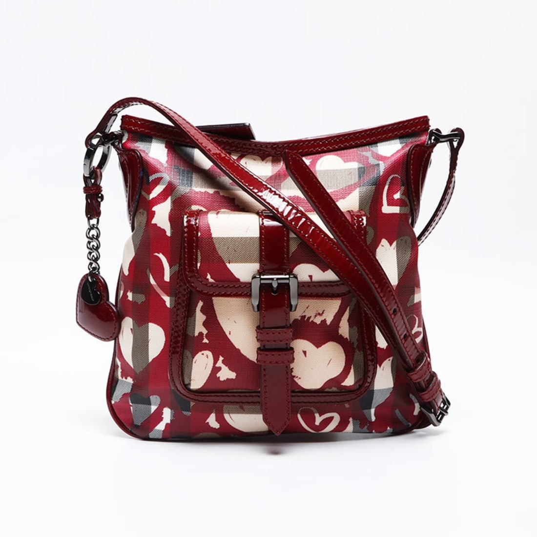 Burberry Nova Check Heart Enamel Shoulder Bag, Beige and Red, WS12805: --- Catalog ---Category: SizeHandle Drop: 23.50cm / 9.25''Category: DesignType: Shoulder bagColor: Beige, Red colorGender: WomenCategory: GeneralBrand: Burberry--- Item List ---Section: ConditionRanki
