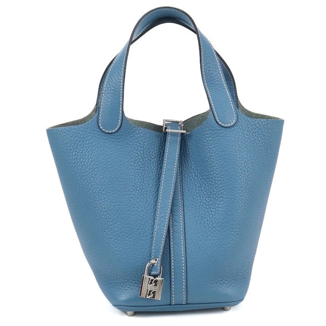 HERMES Picotin Lock PM Handbag, Women's, Blue, with T Stamp: --- Catalog ---Category: SizeSize (HxWxD): 19cm x 13.5cm x 18cm / 7.48'' x 5.31'' x 7.08''Category: DesignType: HandbagColor: BlueGender: WomenMaterial: Taurillon clemence leather Hardware Color: Silv
