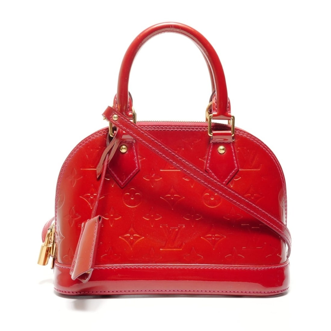 Louis Vuitton Alma BB Patent Leather Vernis Shoulder Bag, Red, WS26876: --- Catalog ---Category: SizeHandle Drop: 11.00cm / 4.33''Size (HxWxD): 17cm x 23.5cm x 11.5cm / 6.69'' x 9.25'' x 4.52''Strap Length: 120cm / 47.24''Category: DesignType: Shoulder bagColor: Red color