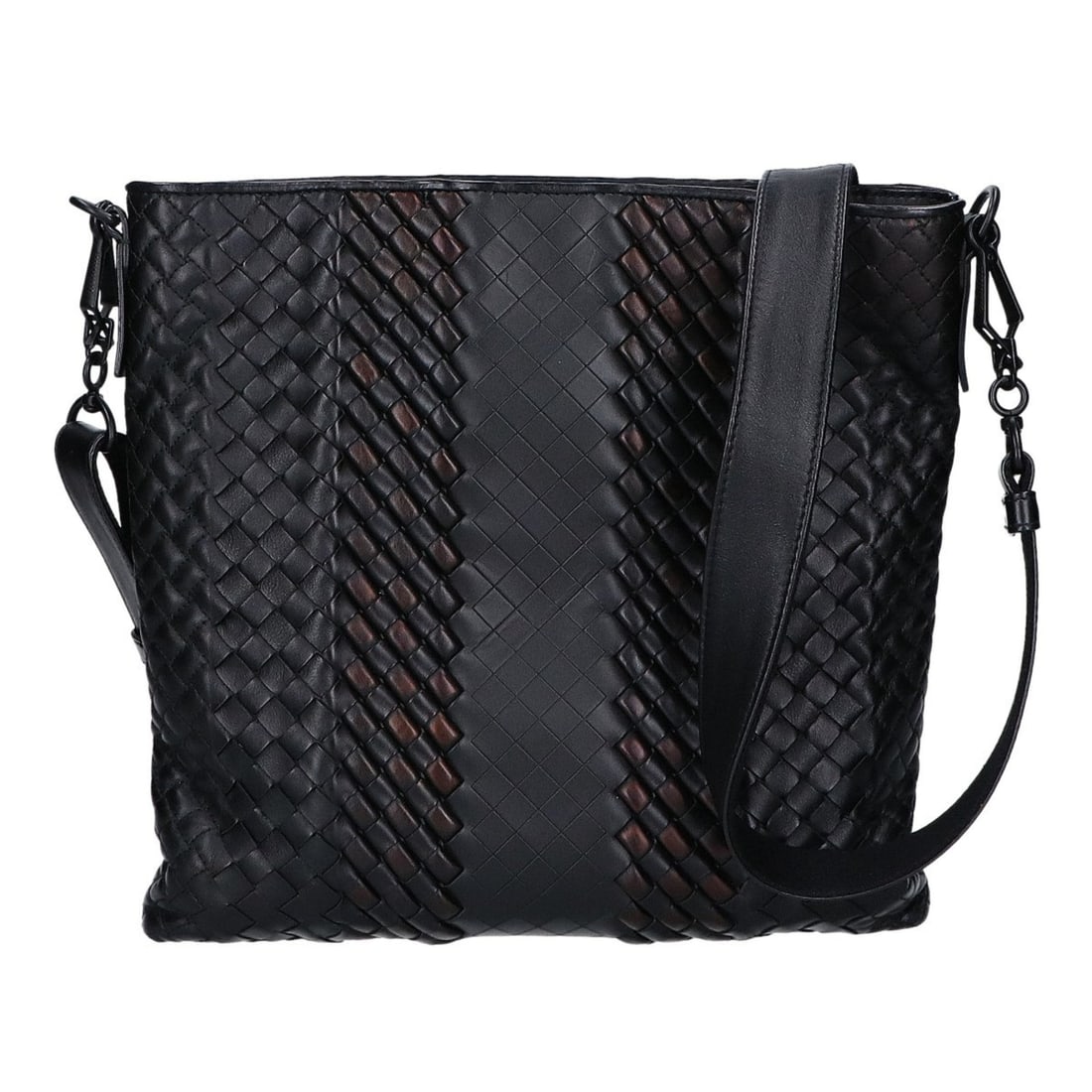 BOTTEGA VENETA Mixed Intrecciato Shoulder Bag, Black, Men's: --- Catalog ---Category: SizeSize (HxWxD): 27cm x 27cm x 2.5cm / 10.62'' x 10.62'' x 0.98''Category: DesignType: Shoulder bagColor: BlackGender: MenMaterial: Leather Category: GeneralBrand: Bottega Ve