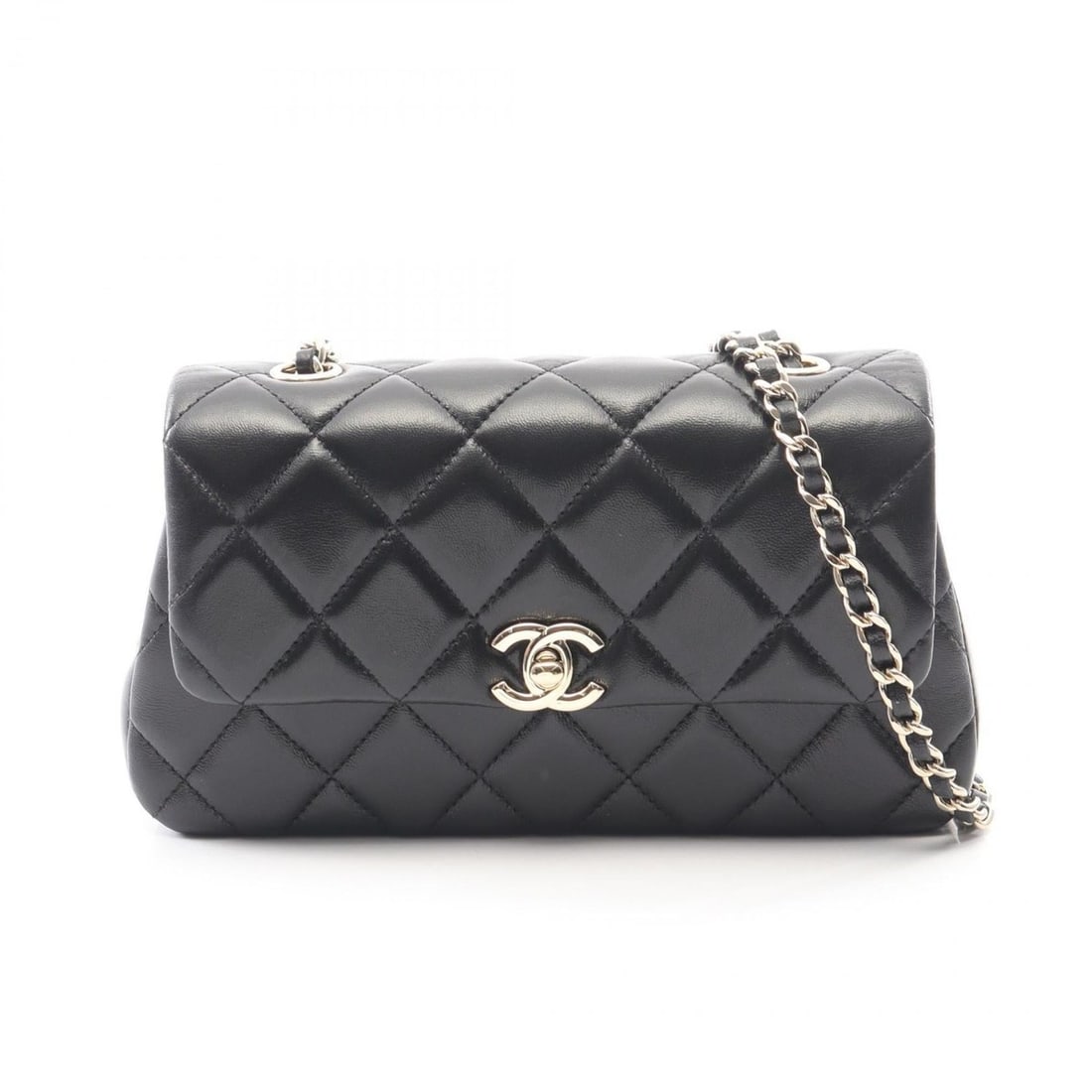 CHANEL Matelasse Mini Shoulder Bag/Handbag in Lambskin Leather, Black, Women's, AP4592 (1 of 9)