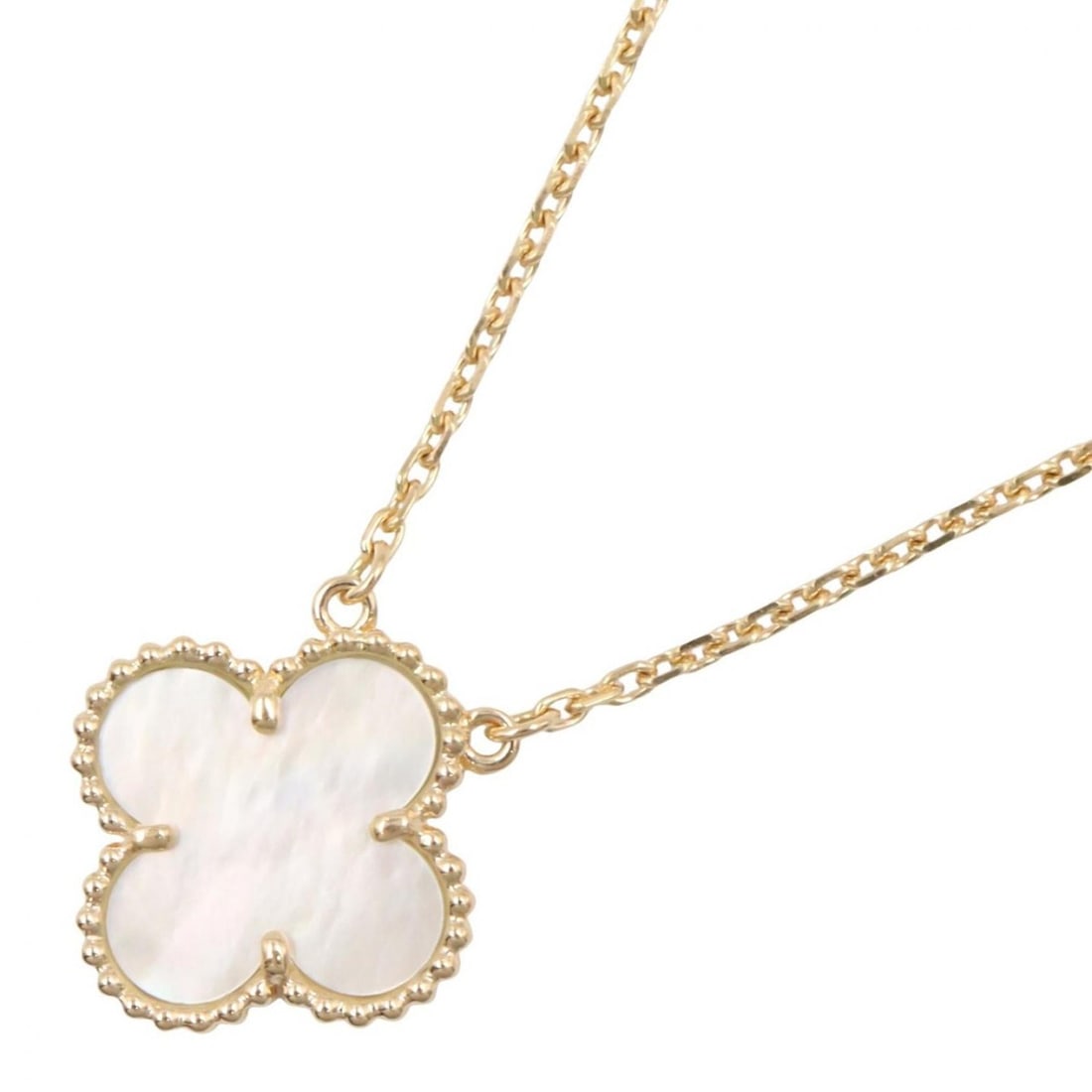 Van Cleef & Arpels Vintage Alhambra Mother-of-Pearl Necklace, 18K Yellow Gold, Mother-of-Pearl,: --- Catalog ---Category: SizePendant Size: 15mm x 15mm / 0.59'' x 0.59''Neck Circumference: 37 cm - 41.5 cm / 14.56'' - 16.33''Category: DesignColor: White, Yellow goldGender: WomenMaterial: Yellow go