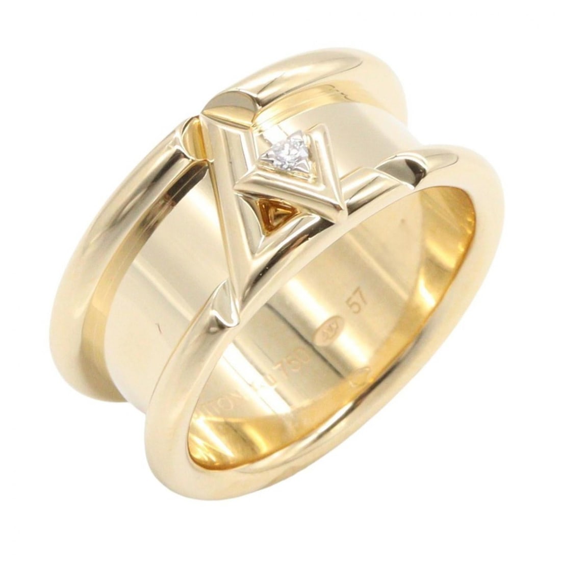 Louis Vuitton LV Volt One Ring (1PD) in 18K Yellow Gold with Diamonds. Available gold and clear: --- Catalog ---Category: SizeJP Size: 16US Size: 8Category: DesignType: Band ringColor: Clear, GoldGender: Men,WomenMaterial: Yellow gold (18K)Category: GeneralBrand: Louis Vuitton--- Item List ---Sec