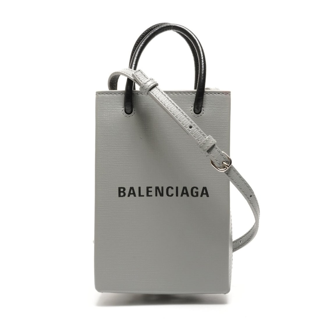 Balenciaga Shopping Phone Holder Mini Shoulder Bag 593826 Gray WS26474: --- Catalog ---Category: SizeSize (HxWxD): 18cm x 12cm x 4.5cm / 7.08'' x 4.72'' x 1.77''Strap Length: 64cm - 121cm / 25.19'' - 47.63''Category: DesignType: Shoulder bagColor: GrayGender: WomenCategor