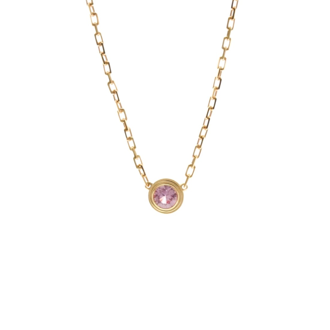 Cartier D'Amour Pink Sapphire Necklace B7218400 Pink Gold (18K) Sapphire Men,Women Fashion Pendant: --- Catalog ---Category: SizeWeight: 2.9g / 0.1oz.Pendant Size: 5mm x 5mm / 0.19'' x 0.19''Neck Circumference: 38 cm - 41 cm / 14.96'' - 16.14''Category: DesignColor: Pink goldMetal: GoldStone: Sapphi
