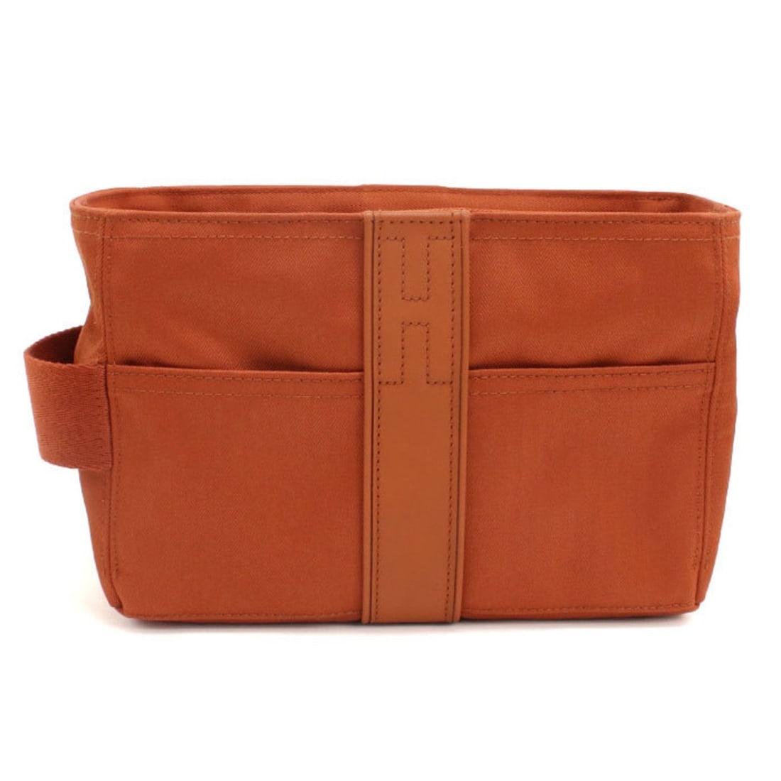 HERMES Second Bag, Crèche de Toilette GM Acapulco, Men's/Women's, Orange: --- Catalog ---Category: SizeSize (HxWxD): 16cm x 23.5cm x 11cm / 6.29'' x 9.25'' x 4.33''Category: DesignColor: OrangeGender: Men,WomenMaterial: Toile chevron Hardware Color: SilverCategory: GeneralL