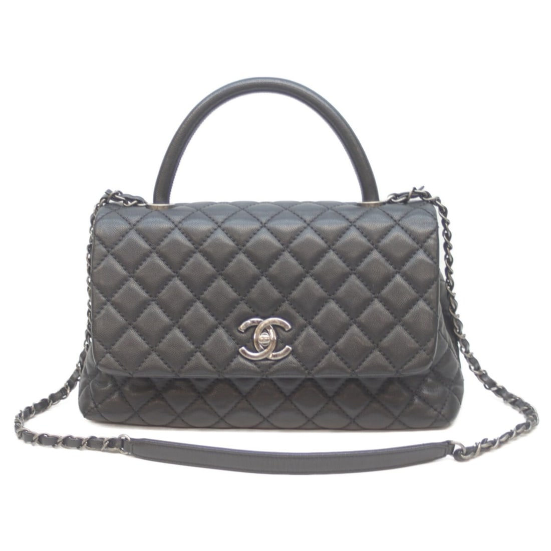 CHANEL Chanel 21 series A92991 Black with Silver Hardware, Caviar Matelasse Coco Handle 29 Handbag,: --- Catalog ---Category: SizeSize (HxWxD): 18cm x 29cm x 11cm / 7.08'' x 11.41'' x 4.33''Category: DesignType: HandbagColor: BlackGender: WomenMaterial: Grained Calfskin Category: GeneralBrand: Chanel