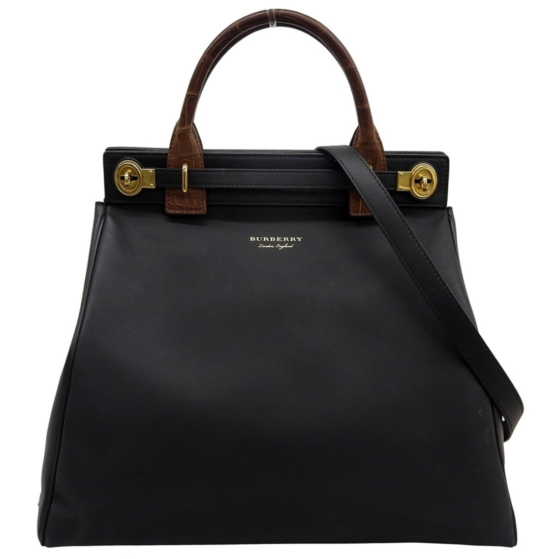 BURBERRY Luggage Bag, 2-way Shoulder Tote Women's, Black, DK88, Handbag, Women's: --- Catalog ---Category: SizeSize (HxWxD): 42cm x 47cm x 16cm / 16.53'' x 18.5'' x 6.29''Category: DesignType: Handbag, Tote bagColor: BlackGender: WomenMaterial: Leather Category: GeneralBrand: Burbe