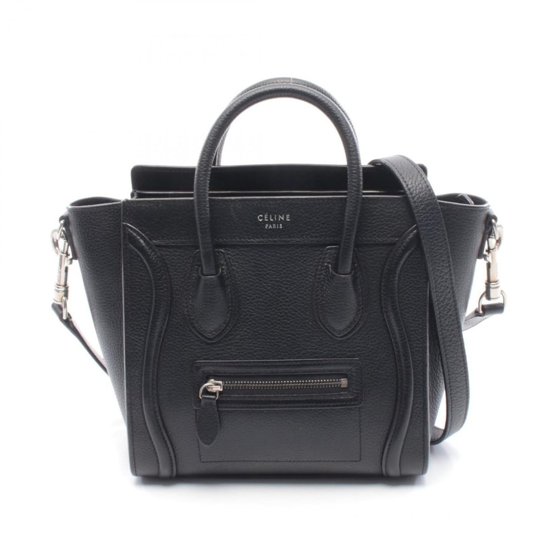 Celine Luggage Nano Shopper Handbag, Leather, Women's, Black (1 of 11)