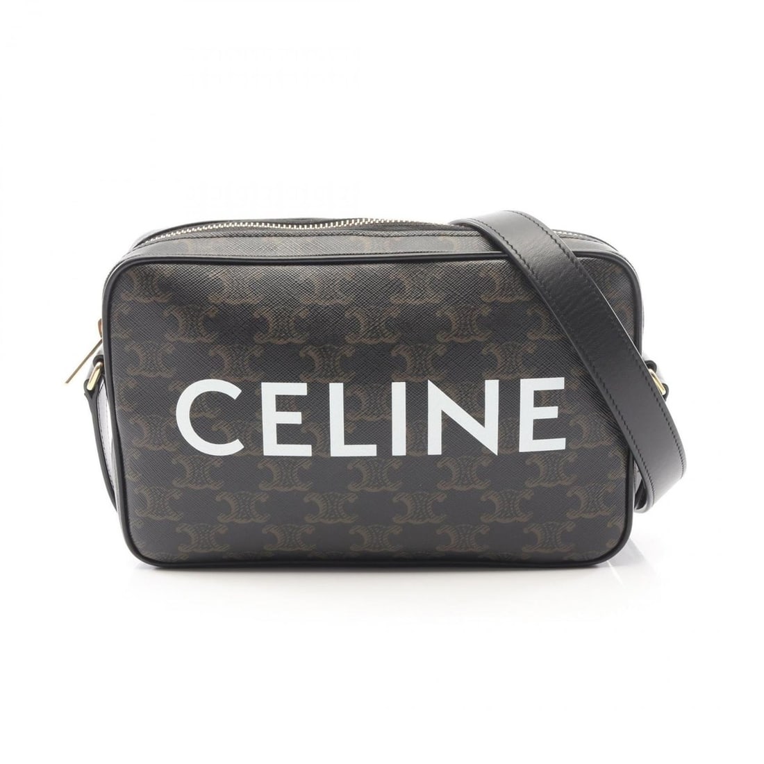Celine Triomphe Medium Messenger Bag, Shoulder Handbag, Coated Canvas and Leather, Women's, Black: --- Catalog ---Category: SizeSize (HxWxD): 15cm x 23cm x 4cm / 5.9'' x 9.05'' x 1.57''Category: DesignType: Handbag, Messenger bag, Shoulder bagColor: Black, BrownGender: WomenMaterial: Coated canvas