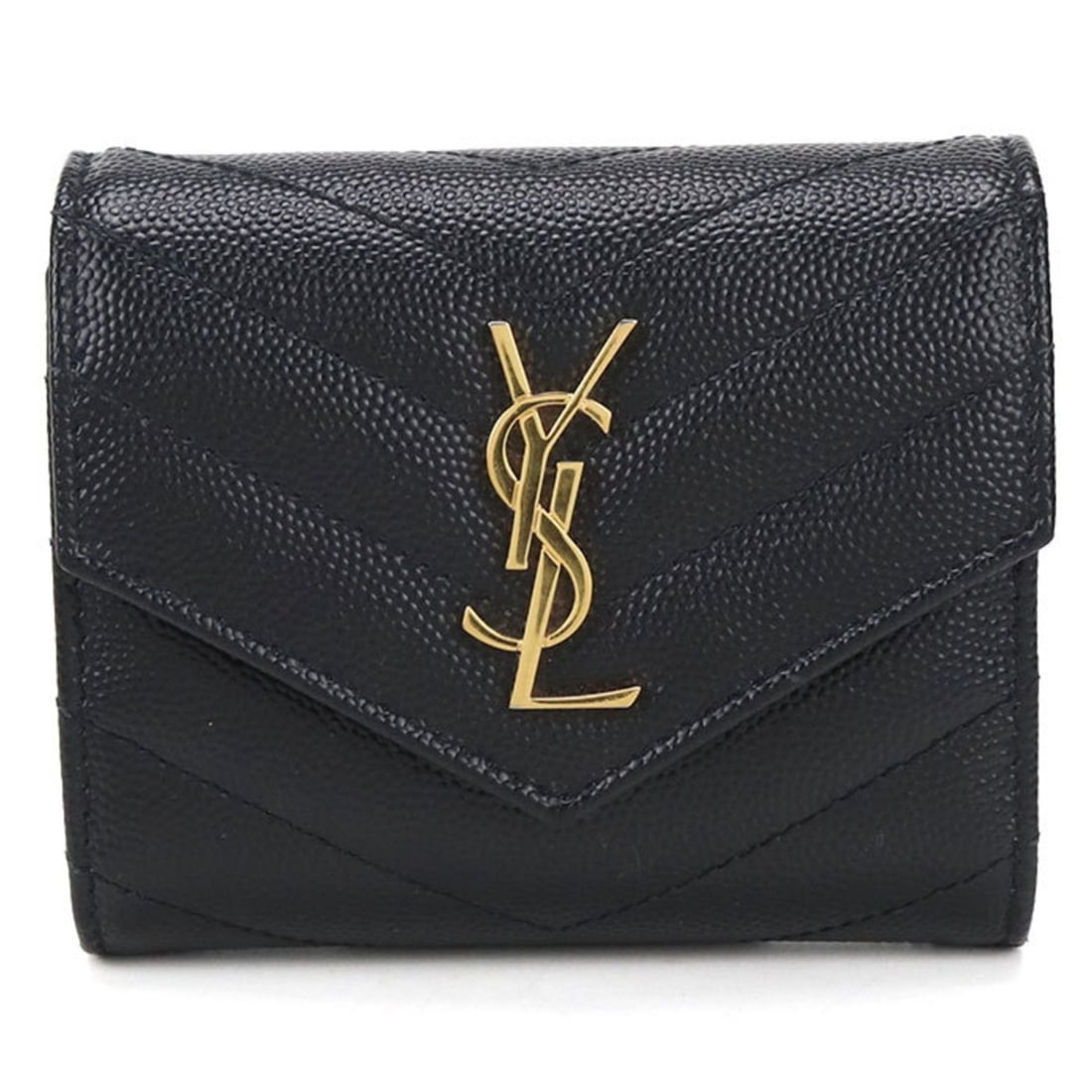 SAINT LAURENT Saint Laurent Tri-fold Wallet 692061 Multi-fold Monogram Women's Black (1 of 10)
