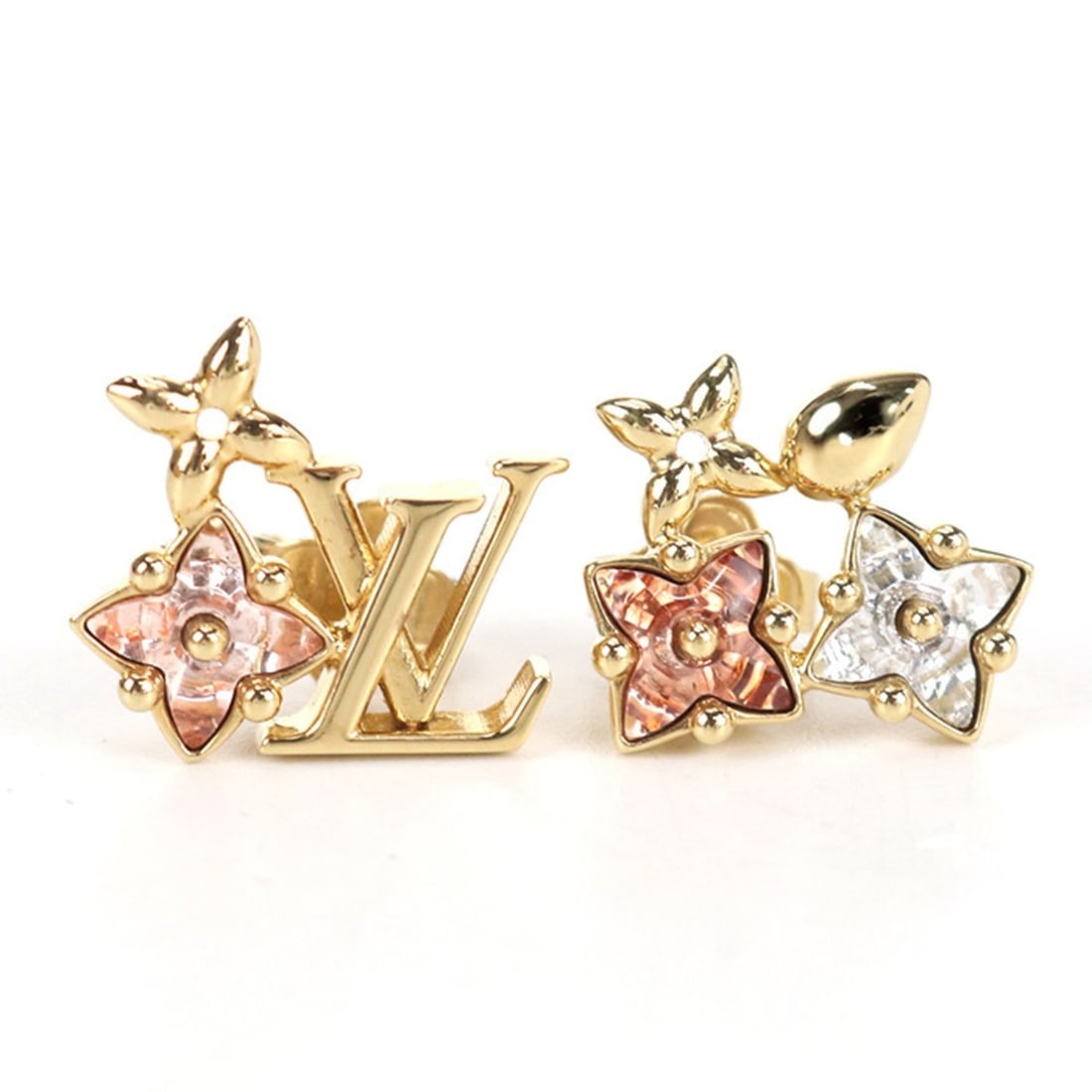 LOUIS VUITTON Louis Vuitton Earrings M00786 Dorelle Puce Luluglam Boucle Women's Gold (1 of 12)