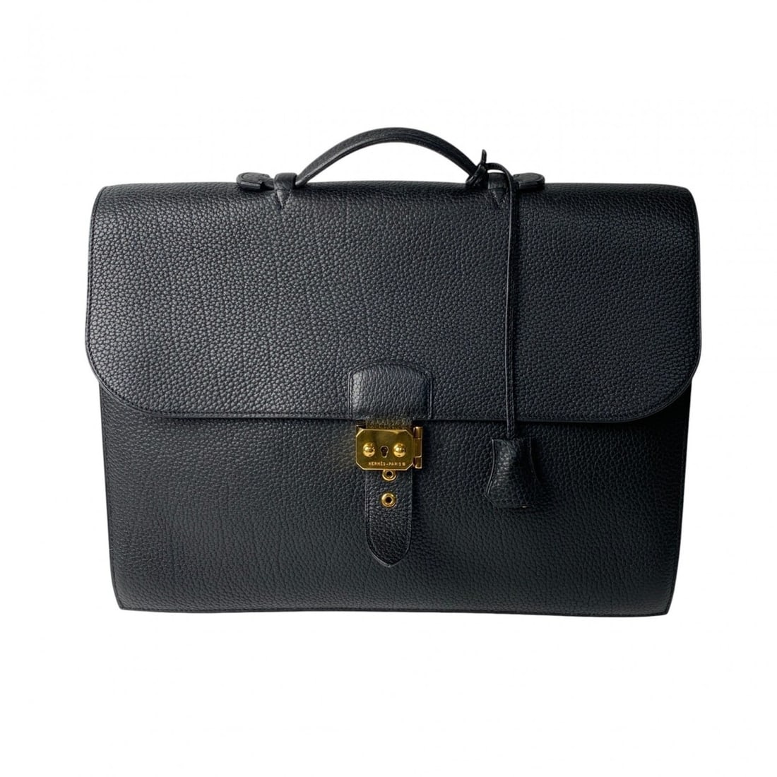 Hermes Hermès Men's Sac A Depeche 38 Noir Business Bag with B Stamp, Togo Leather, and Gold (1 of 20)