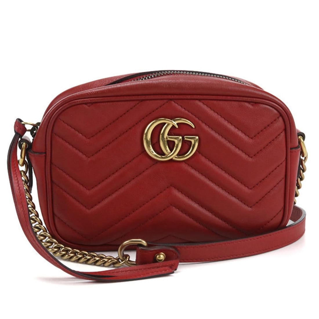 GUCCI GG Marmont Mini Camera Bag, Red, Women's, 448065: --- Catalog ---Category: SizeSize (HxWxD): 12cm x 16cm x 6cm / 4.72'' x 6.29'' x 2.36''Category: DesignType: Shoulder bagColor: Red colorGender: WomenMaterial: Leather Category: GeneralMPN: 448065Bran