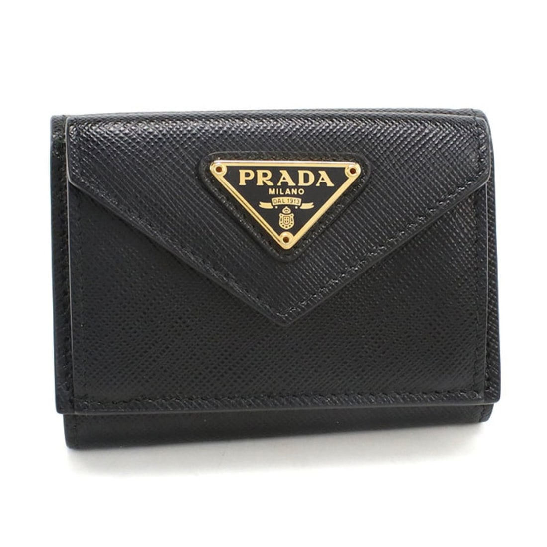 PRADA Saffiano Triangle Wallet with Coin Pocket, Women's, Black, 1BH021 QHH F0002 (1 of 18)