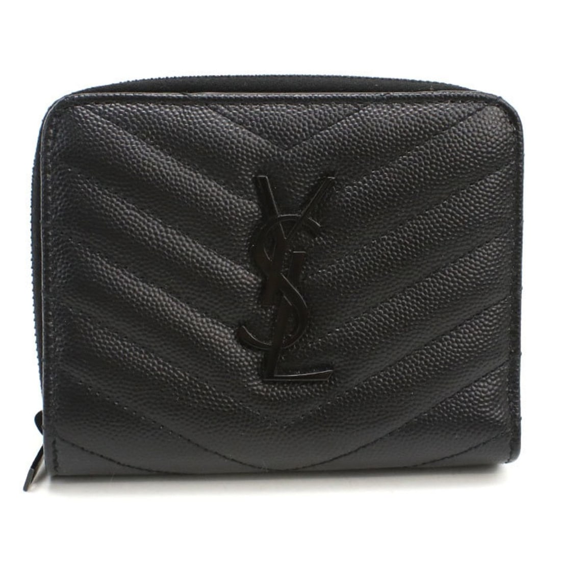 SAINT LAURENT Monogram Compact Zip-Around Wallet, Black, 668288, Women's: --- Catalog ---Category: SizeSize (HxWxD): 10cm x 12cm x 2.5cm / 3.93'' x 4.72'' x 0.98''Category: DesignType: Wallet (bi-fold)Color: BlackGender: WomenMaterial: Leather Leather/Fur Type: CalfskinCate