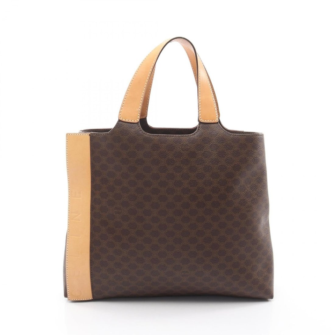 Celine Macadam logo-embossed handbag in coated canvas and leather. Available brown beige. (1 of 20)