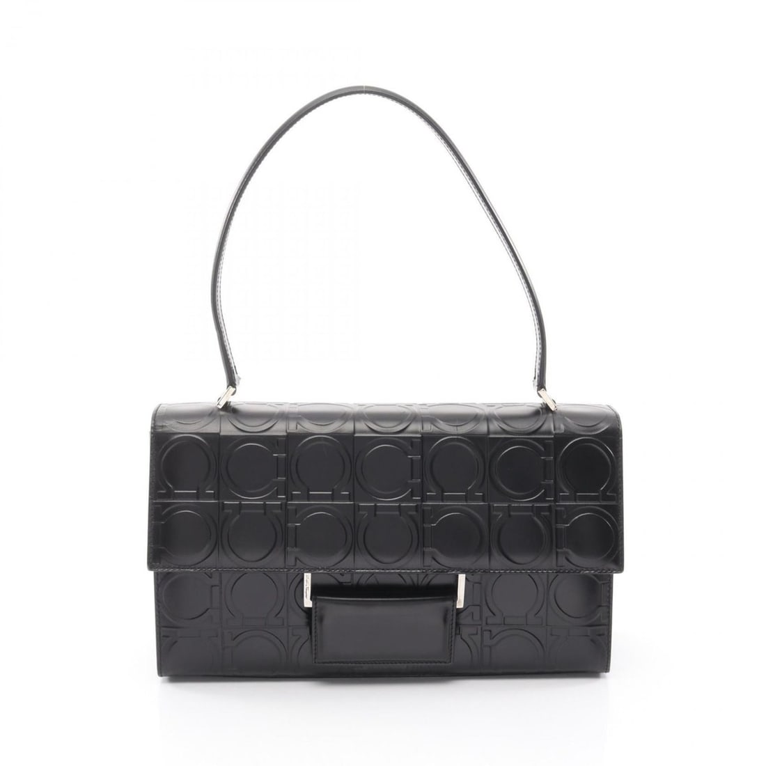 Salvatore Ferragamo Gancini shoulder bag/handbag in black leather for women: --- Catalog ---Category: SizeSize (HxWxD): 17cm x 28cm x 8.5cm / 6.69'' x 11.02'' x 3.34''Category: DesignType: Handbag, Shoulder bagColor: BlackGender: WomenMaterial: Leather Category: GeneralBrand: