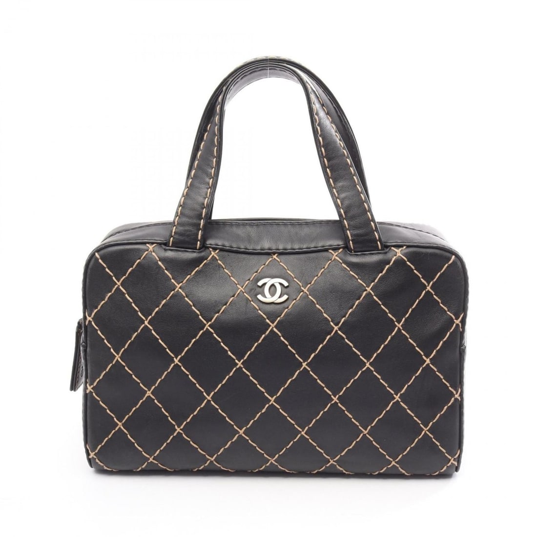 CHANEL Wild Stitch Handbag, Leather, Women's, Black (1 of 17)